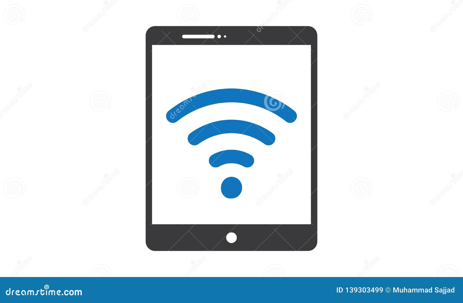 Ipad and WiFi Symbol. Tablet with WiFi . Wireless and Ipad Stock Vector